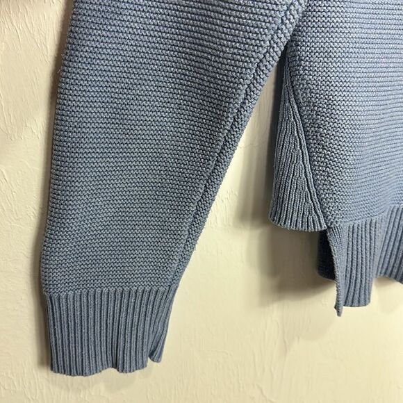 Kinross Garter Funnel Neck Long Sleeve Pullover Sweater In Blue Size L - Picture 4 of 9